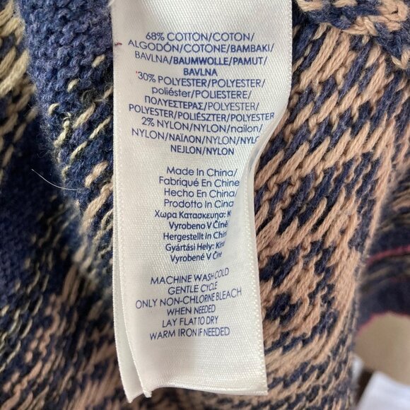 Chaps Open Front Long Cardigan Duster Plus Size 1X Southwest Print Blue Cotton - Picture 5 of 8